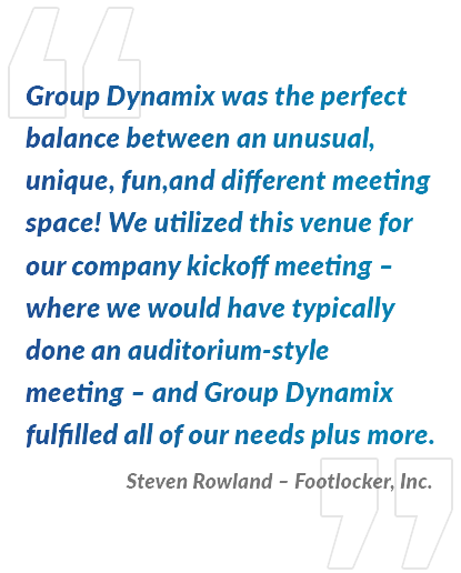 Testimonial from a satisfied client who enjoyed a corporate meeting at Group Dynamix
