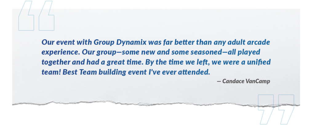 Positive testimonial from a group of educators about their event at Group Dynamix