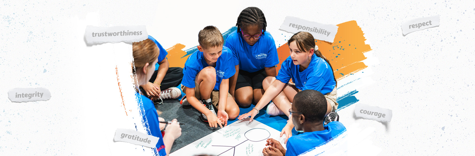 5th graders during a positive character trait development event at Group Dynamix