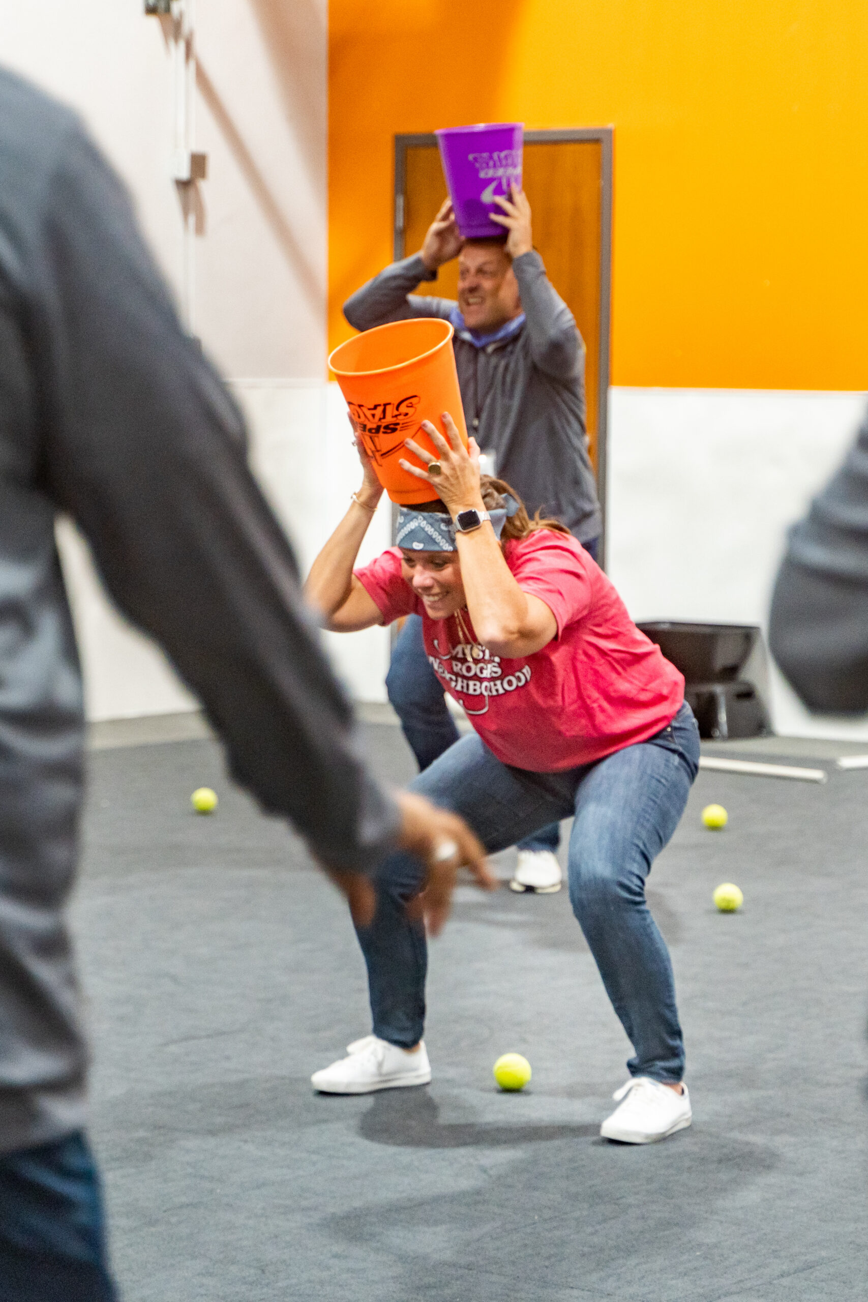Participants working together during an interactive group activity